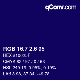 カラーコード: RGB 16.7 2.6 95 | qconv.com