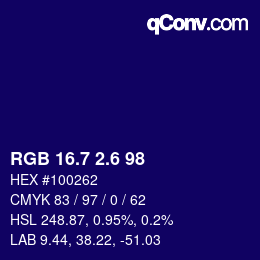 カラーコード: RGB 16.7 2.6 98 | qconv.com