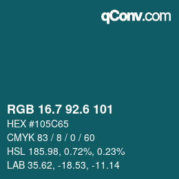 カラーコード: RGB 16.7 92.6 101 | qconv.com