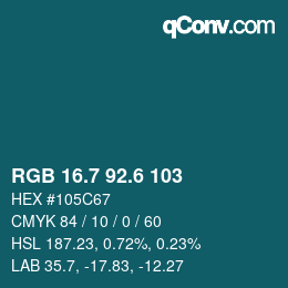 カラーコード: RGB 16.7 92.6 103 | qconv.com