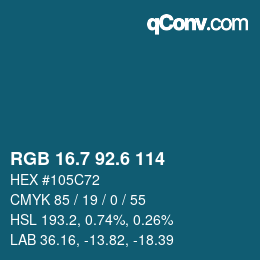 カラーコード: RGB 16.7 92.6 114 | qconv.com