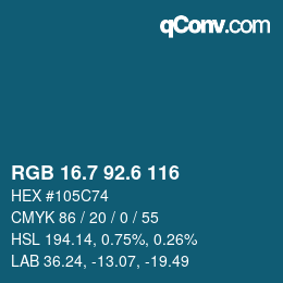 カラーコード: RGB 16.7 92.6 116 | qconv.com