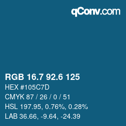 カラーコード: RGB 16.7 92.6 125 | qconv.com