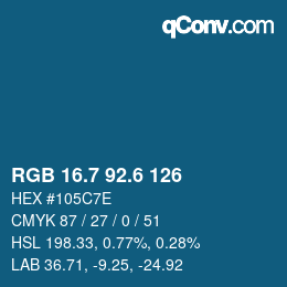 カラーコード: RGB 16.7 92.6 126 | qconv.com