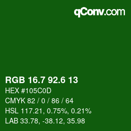 カラーコード: RGB 16.7 92.6 13 | qconv.com