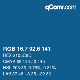 カラーコード: RGB 16.7 92.6 141 | qconv.com