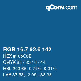 カラーコード: RGB 16.7 92.6 142 | qconv.com