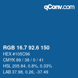 カラーコード: RGB 16.7 92.6 150 | qconv.com