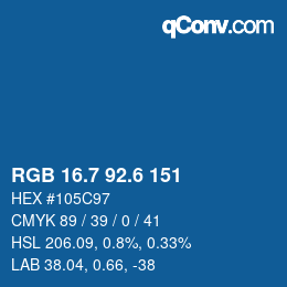 カラーコード: RGB 16.7 92.6 151 | qconv.com