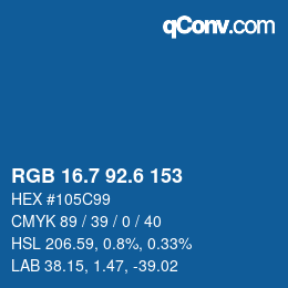 カラーコード: RGB 16.7 92.6 153 | qconv.com