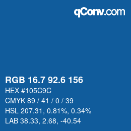 カラーコード: RGB 16.7 92.6 156 | qconv.com