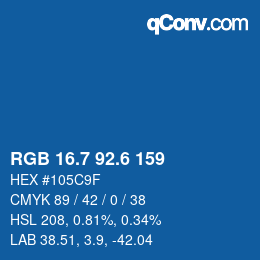 カラーコード: RGB 16.7 92.6 159 | qconv.com