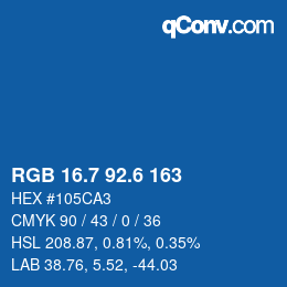 カラーコード: RGB 16.7 92.6 163 | qconv.com