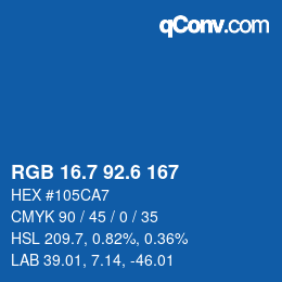 カラーコード: RGB 16.7 92.6 167 | qconv.com
