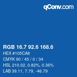 カラーコード: RGB 16.7 92.6 168.6 | qconv.com