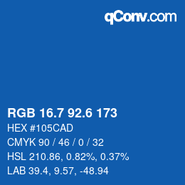 カラーコード: RGB 16.7 92.6 173 | qconv.com