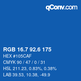 カラーコード: RGB 16.7 92.6 175 | qconv.com