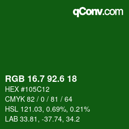 カラーコード: RGB 16.7 92.6 18 | qconv.com