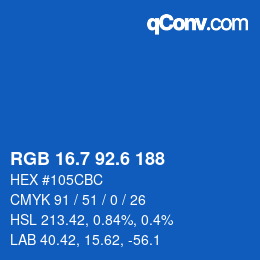 カラーコード: RGB 16.7 92.6 188 | qconv.com