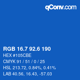 カラーコード: RGB 16.7 92.6 190 | qconv.com