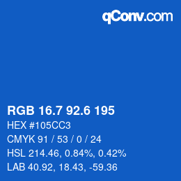 カラーコード: RGB 16.7 92.6 195 | qconv.com