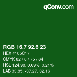カラーコード: RGB 16.7 92.6 23 | qconv.com