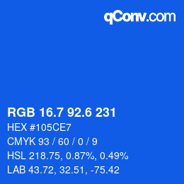 カラーコード: RGB 16.7 92.6 231 | qconv.com