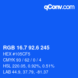 カラーコード: RGB 16.7 92.6 245 | qconv.com