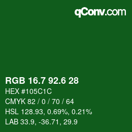 カラーコード: RGB 16.7 92.6 28 | qconv.com