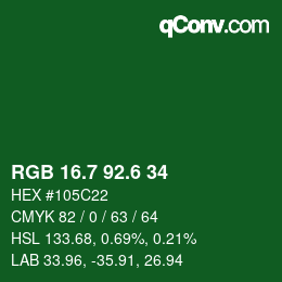 カラーコード: RGB 16.7 92.6 34 | qconv.com
