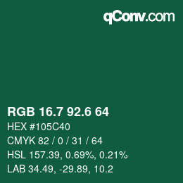 カラーコード: RGB 16.7 92.6 64 | qconv.com
