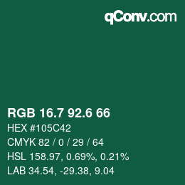 カラーコード: RGB 16.7 92.6 66 | qconv.com