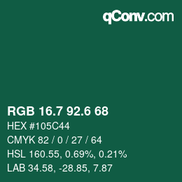 カラーコード: RGB 16.7 92.6 68 | qconv.com