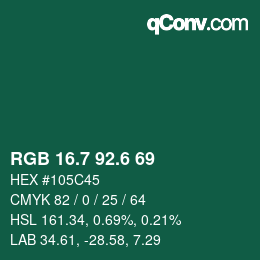 カラーコード: RGB 16.7 92.6 69 | qconv.com