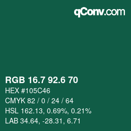 カラーコード: RGB 16.7 92.6 70 | qconv.com