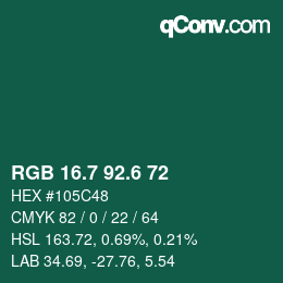 カラーコード: RGB 16.7 92.6 72 | qconv.com