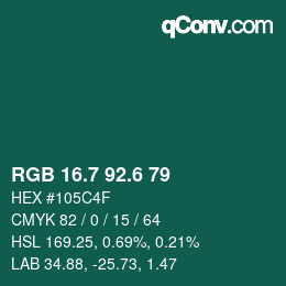 カラーコード: RGB 16.7 92.6 79 | qconv.com