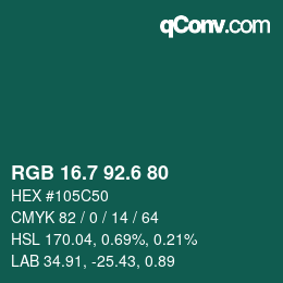 カラーコード: RGB 16.7 92.6 80 | qconv.com