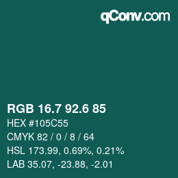 カラーコード: RGB 16.7 92.6 85 | qconv.com