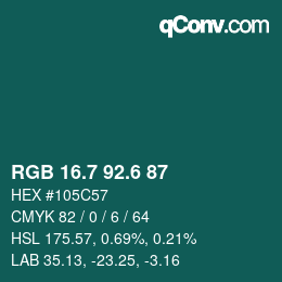 カラーコード: RGB 16.7 92.6 87 | qconv.com
