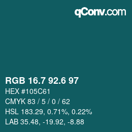 カラーコード: RGB 16.7 92.6 97 | qconv.com