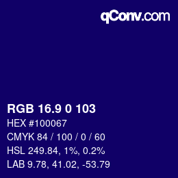 カラーコード: RGB 16.9 0 103 | qconv.com