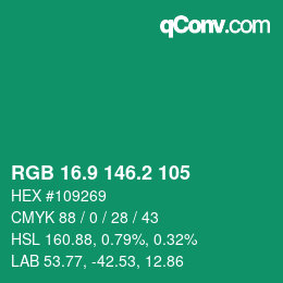 カラーコード: RGB 16.9 146.2 105 | qconv.com