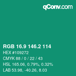 カラーコード: RGB 16.9 146.2 114 | qconv.com