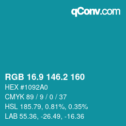 Color code: RGB 16.9 146.2 160 | qconv.com