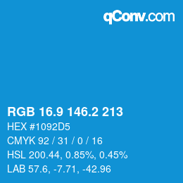 カラーコード: RGB 16.9 146.2 213 | qconv.com
