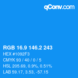Color code: RGB 16.9 146.2 243 | qconv.com