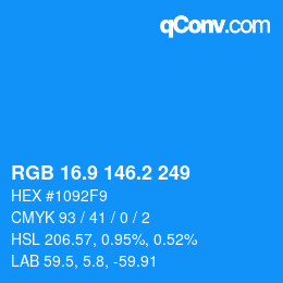 Color code: RGB 16.9 146.2 249 | qconv.com