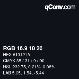 Color code: RGB 16.9 18 26 | qconv.com