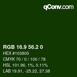 カラーコード: RGB 16.9 56.2 0 | qconv.com